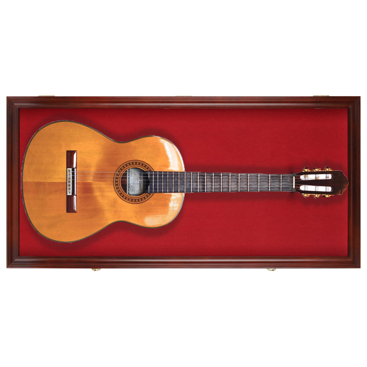 45" Acoustic Guitar Display Case Cabinet Wall Mountable Mahogany Finish Y683178