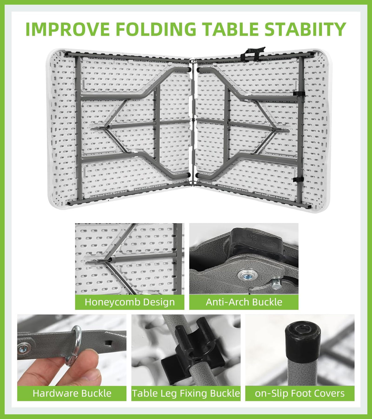 6ft White Folding Table with Carrying Handle L630883