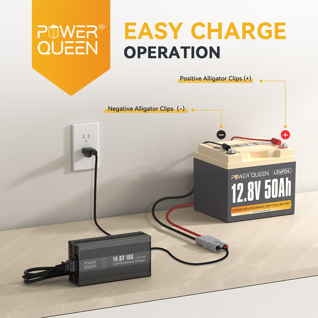 12V 50Ah LiFePO4 Battery with 14.6V 10A Charger G9025