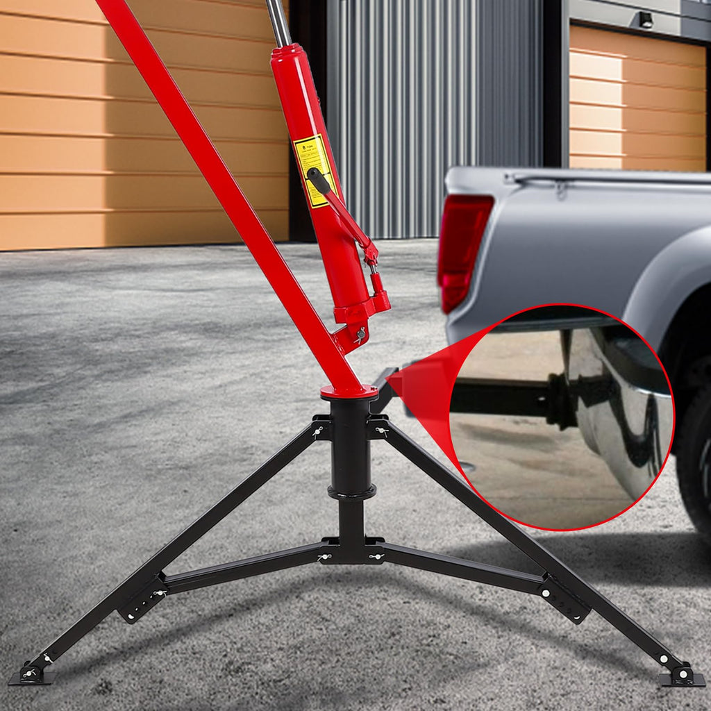 1000lbs Hydraulic Pickup Truck Crane, 360° Swivel Hitch Receiver Mounted with Adjustable Boom G1968