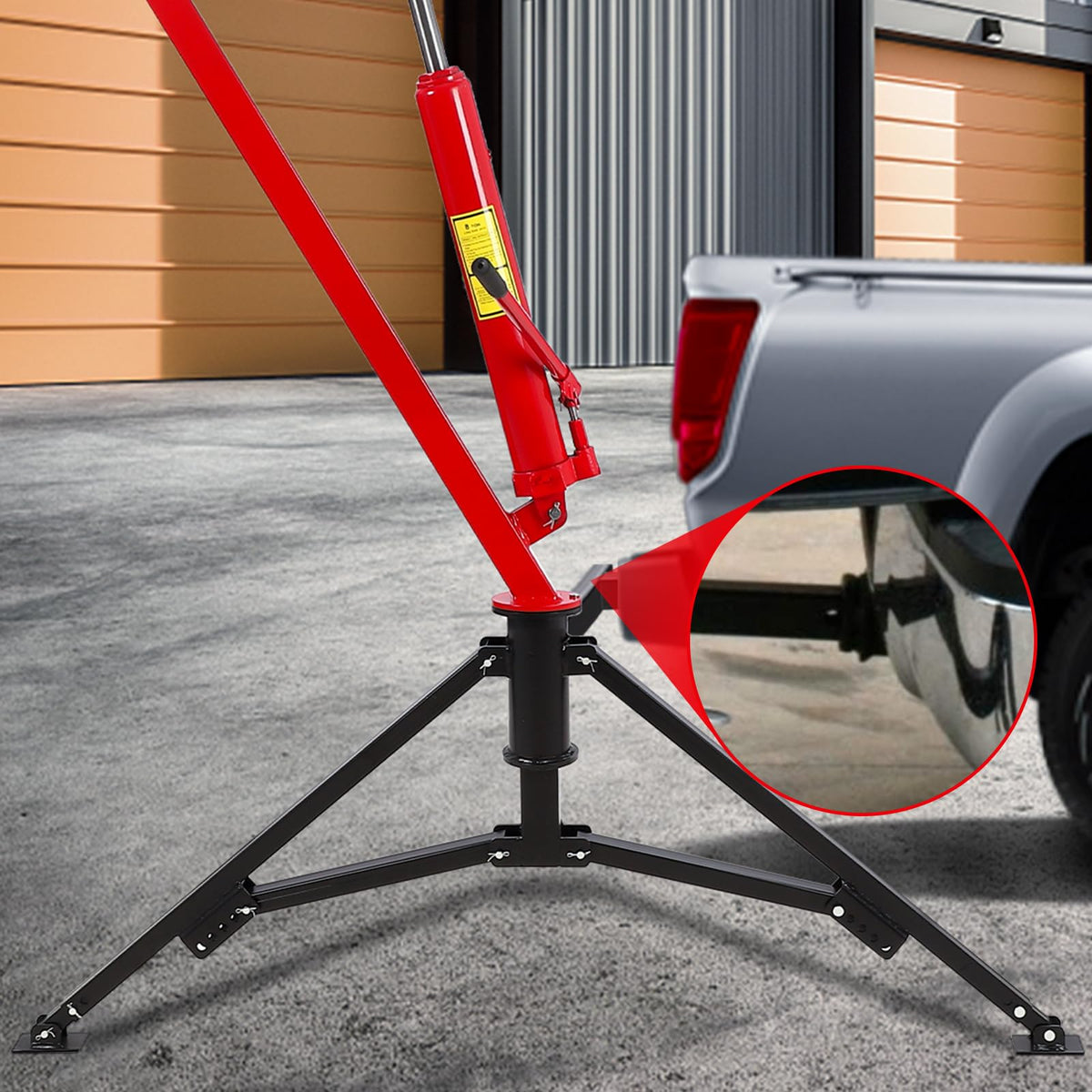 1000lbs Hydraulic Pickup Truck Crane, 360° Swivel Hitch Receiver Mounted with Adjustable Boom G1968