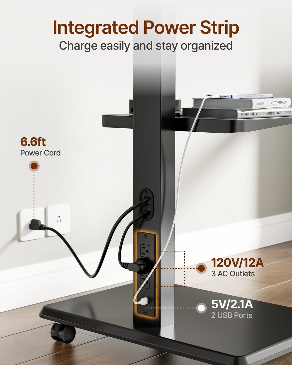 Rolling TV Stand with Power Outlet for 32-75 inch TVs M679524