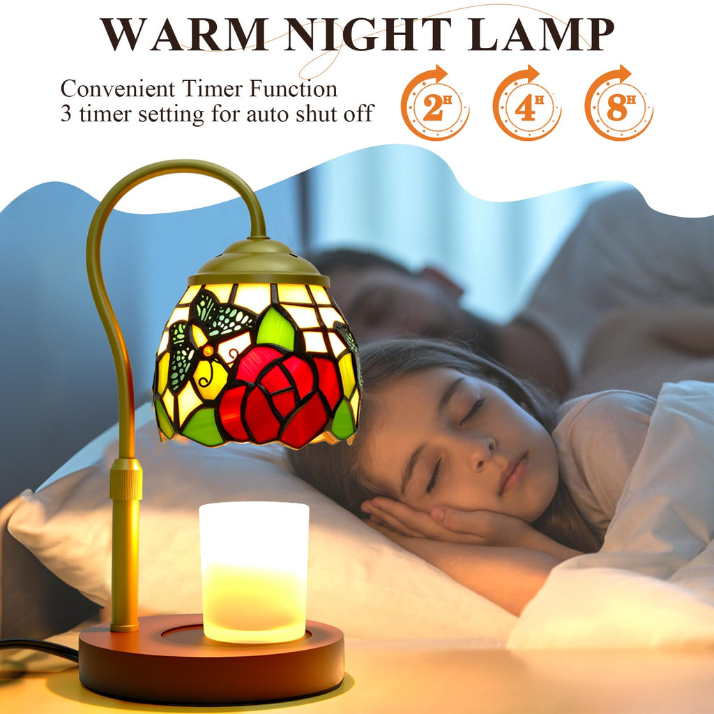 Candle Warmer Lamp with Timer Dimmer, Stained Glass, 2 Bulbs H62865