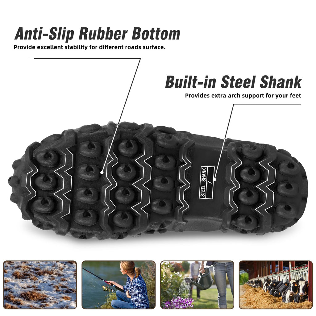 Rubber Boots with Steel Shank, 6mm Neoprene Mid Calf Rain Boots N67653