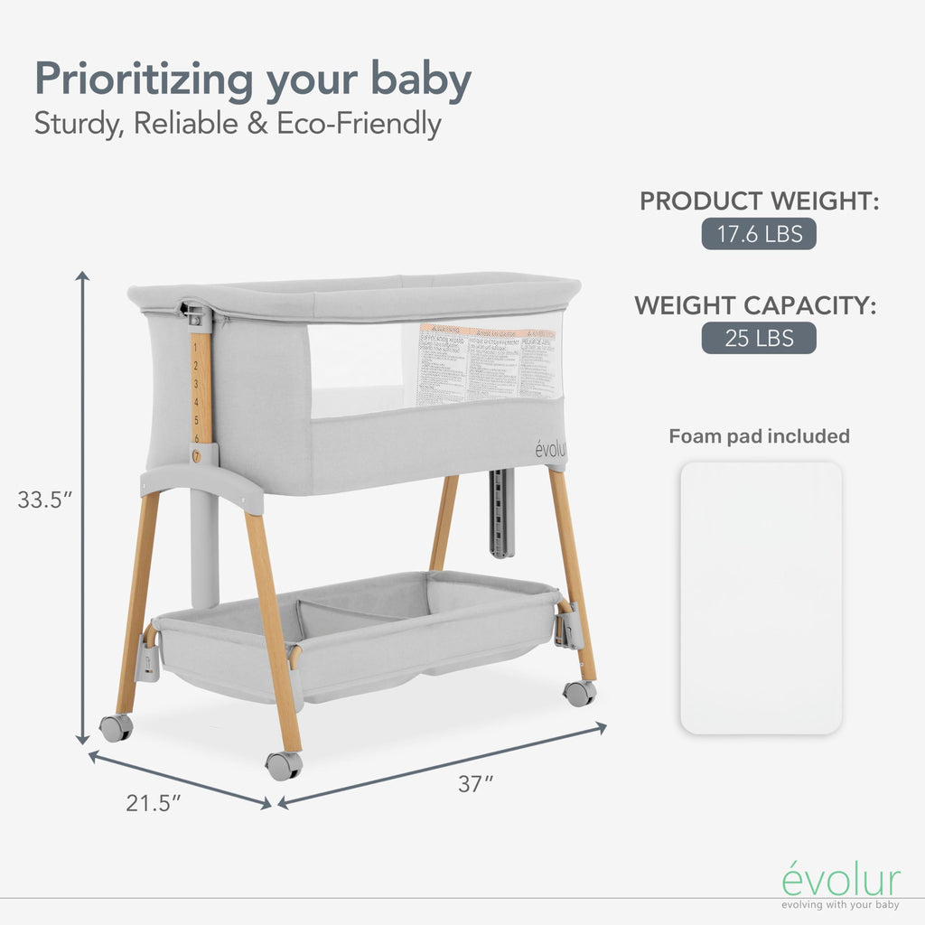 Portable Bassinet with Wheels and Storage Basket I732