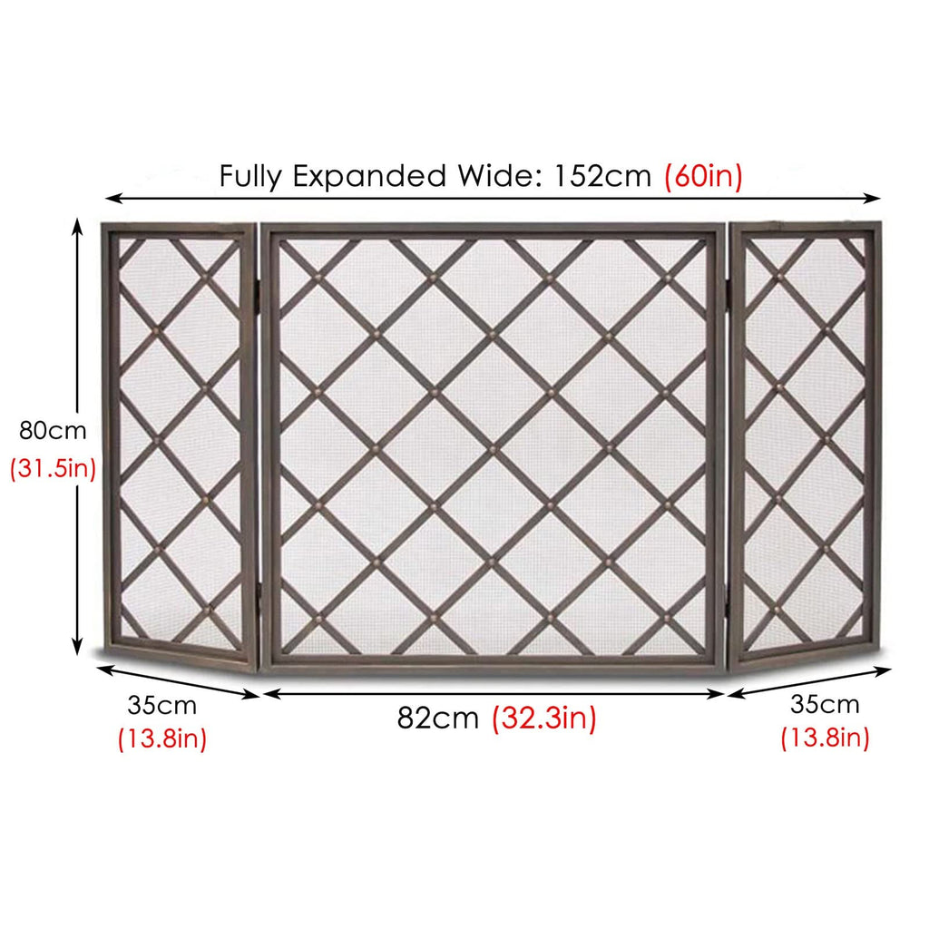 60 Inch Black 3 Panel Fireplace Screen V221
