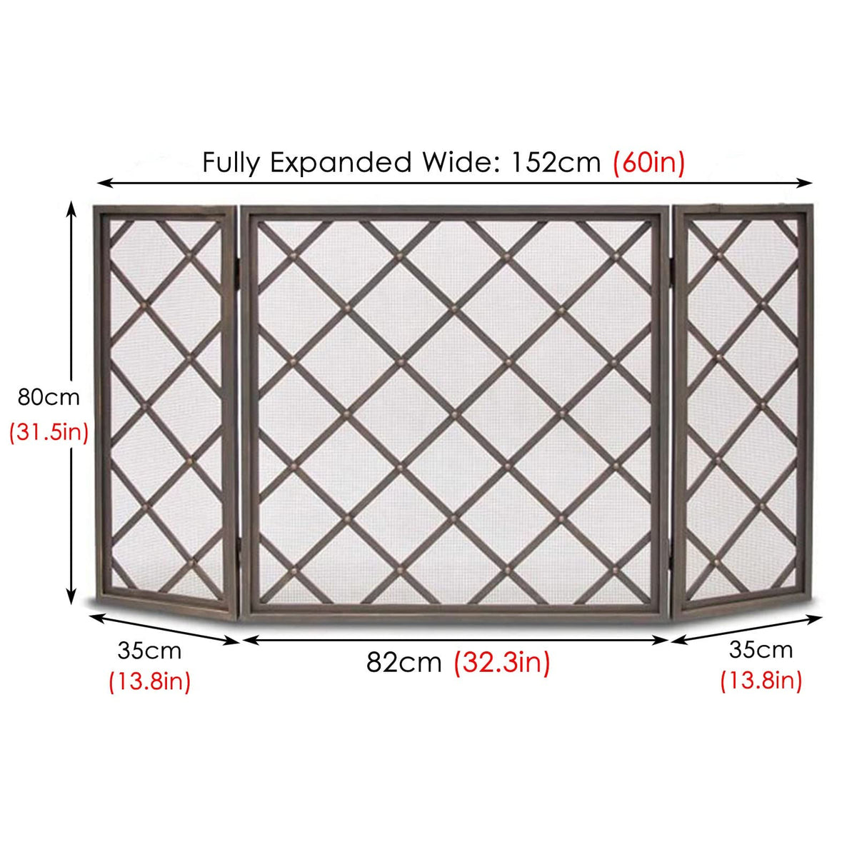 60 Inch Black 3 Panel Fireplace Screen V221