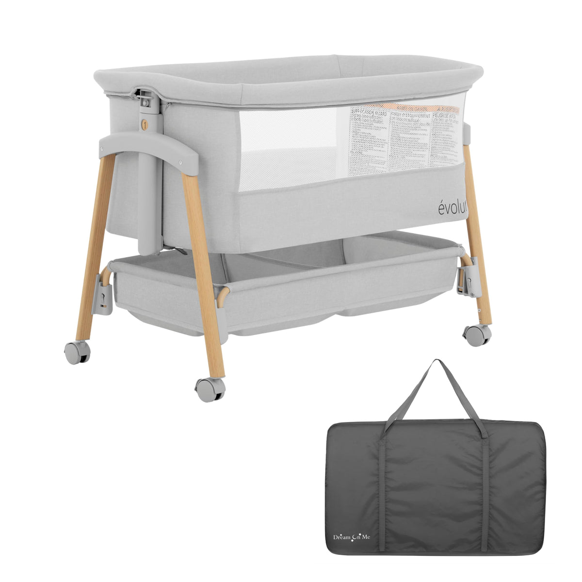 Portable Bassinet with Wheels and Storage Basket I732