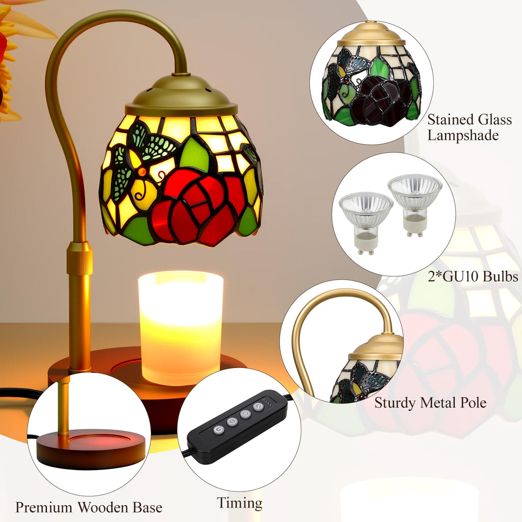 Candle Warmer Lamp with Timer Dimmer, Stained Glass, 2 Bulbs H62865
