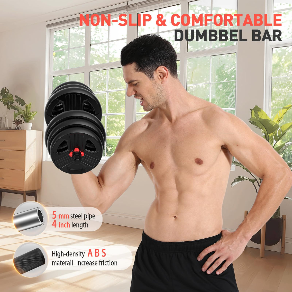 Adjustable Dumbbell Set 20/30/40/60/80 lb Free Weight Set A6158