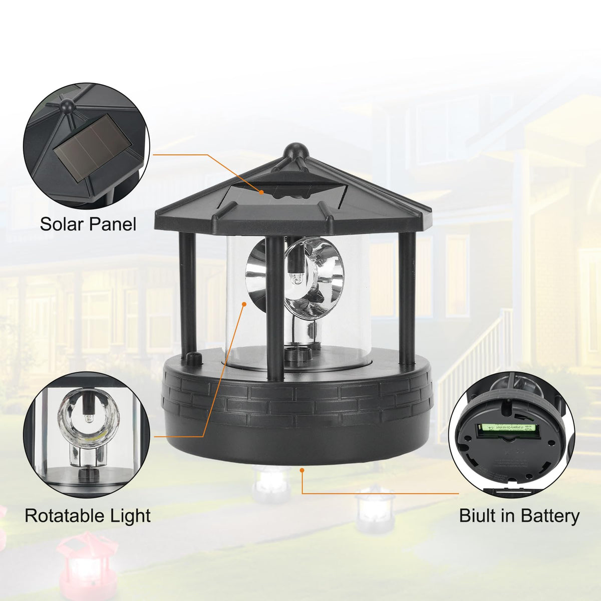 Black Solar Lighthouse Light Z938557