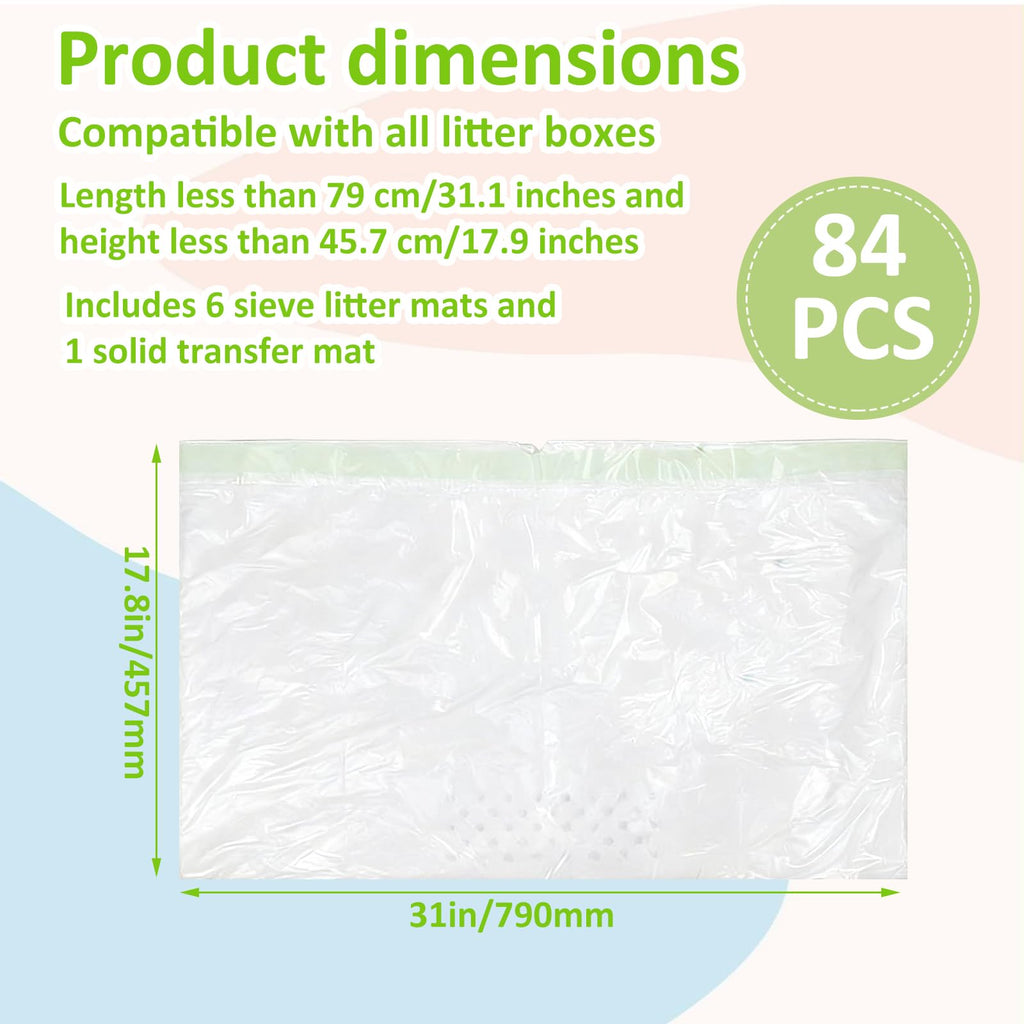 84PCS Sifting Cat Litter Box Liners with Holes, 31 x 18 Inch Q3823