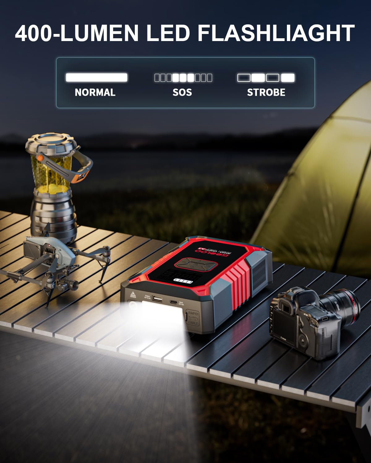 12V 3000A Portable Jump Starter with Air Compressor E97750