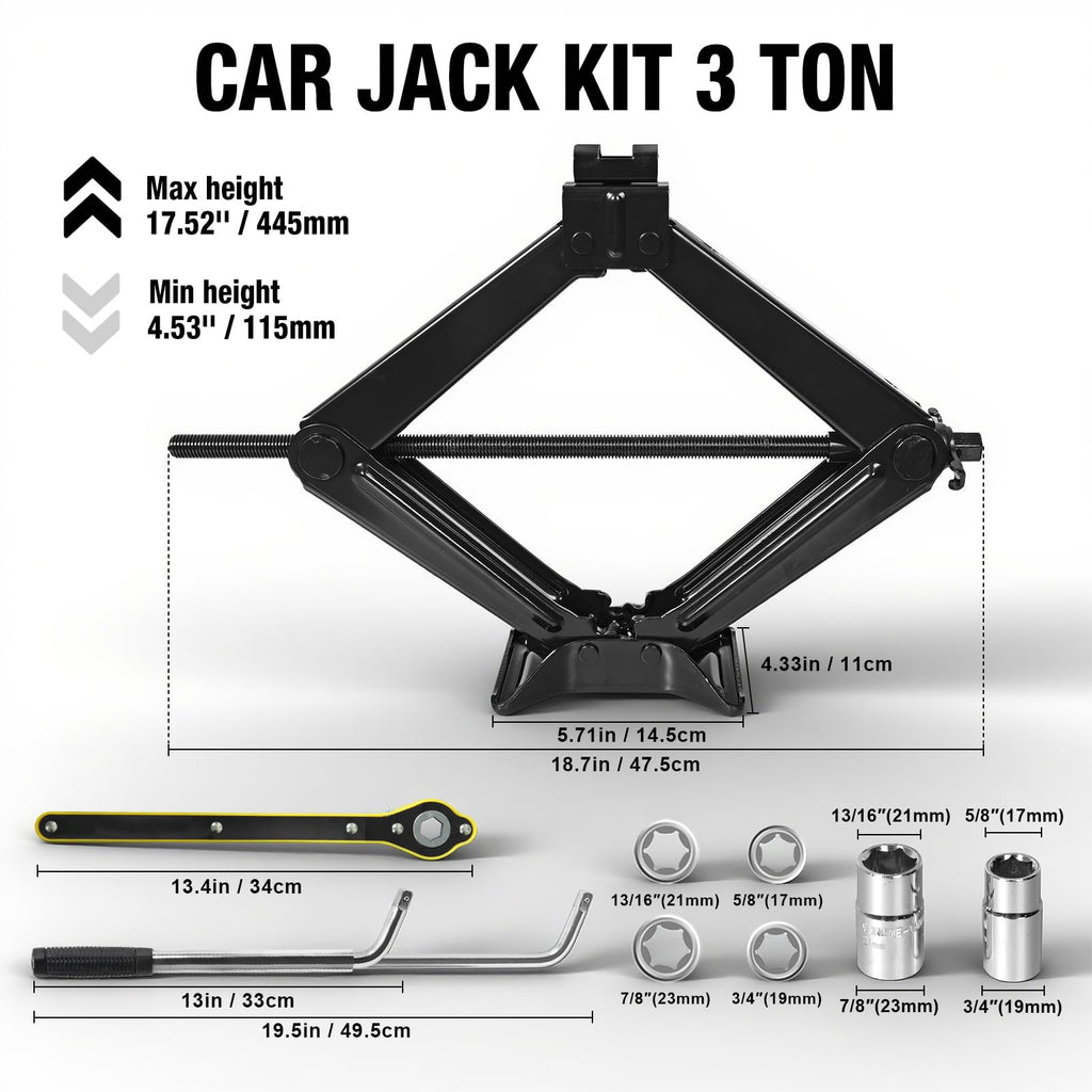 3 Ton Scissor Car Jack with Lug Wrench Y4947