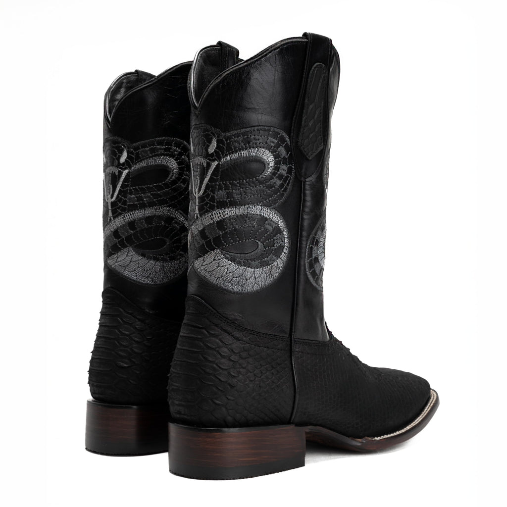 Python Leather Print Western Boots Q357