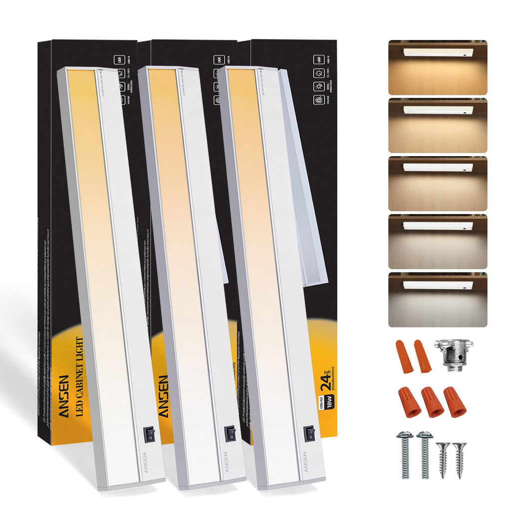 3 Packs Under Cabinet Lights 24in 18W Dimmable 5 Color Temperature A175023