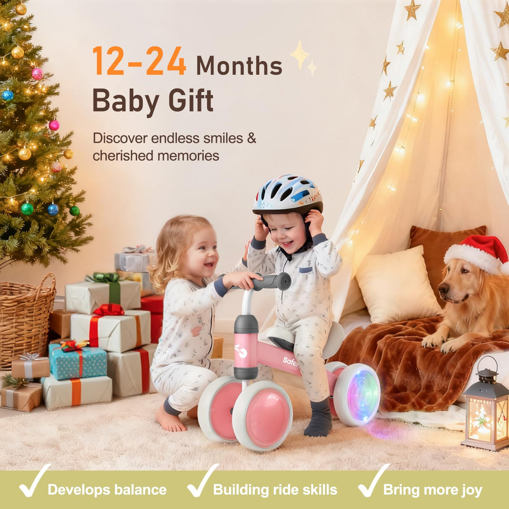 Baby Balance Bike with 4 Silent Wheels & Soft Seat W5487