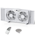 Twin Window Fan, 9-Inch Blades Reversible Airflow, Thermostat Control, 3 Speeds, 23.5"-37" Expandable Width X31684