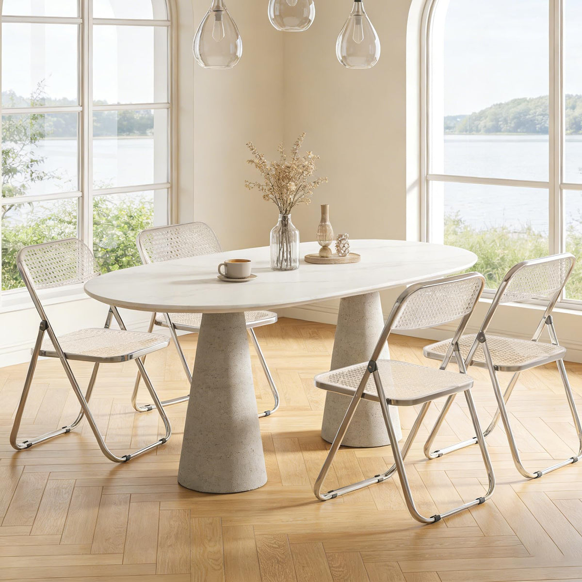 Folding Chair, 6 Pack Plastic Chair, White K3906