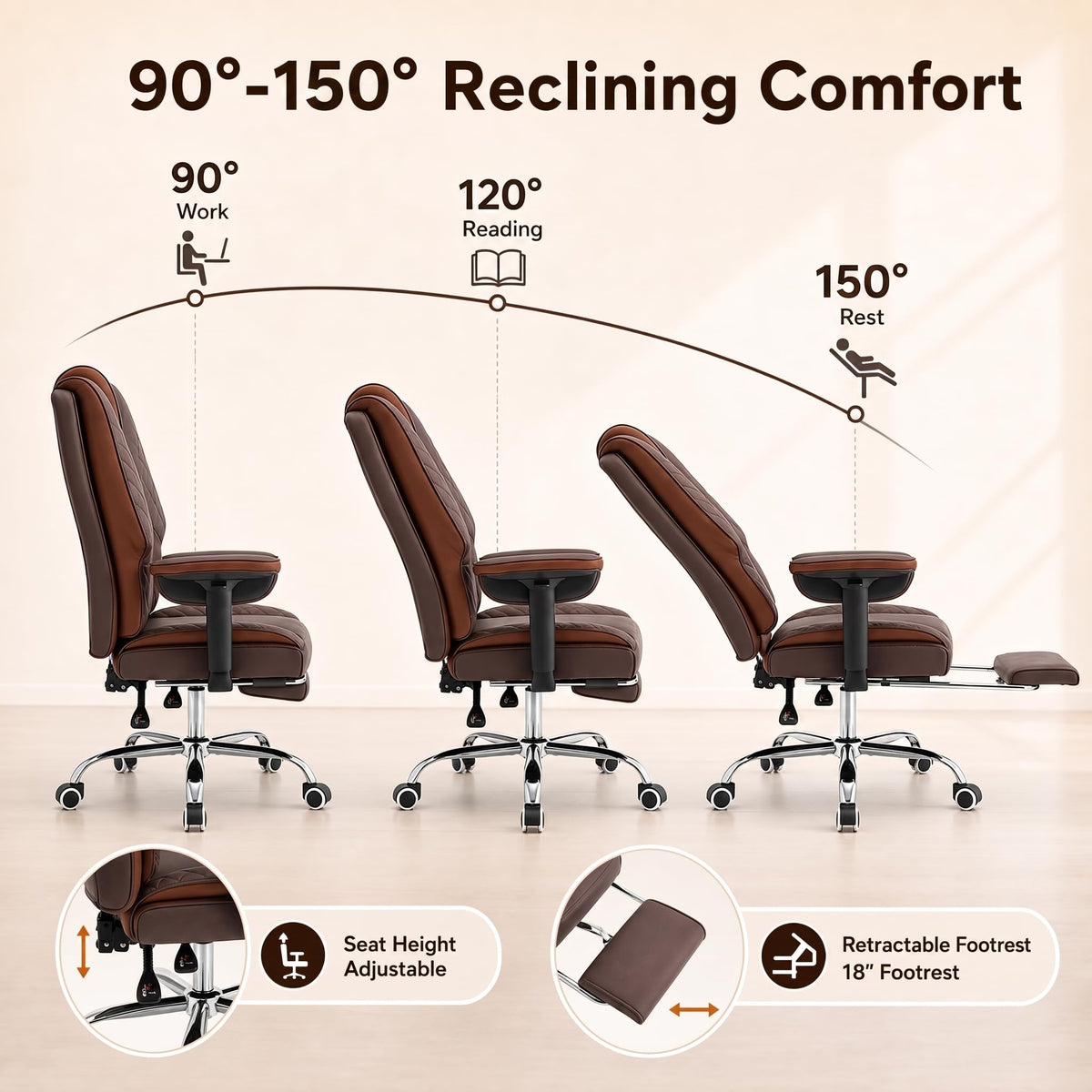 Big and Tall High Back Executive Office Chair with Foot Rest W791