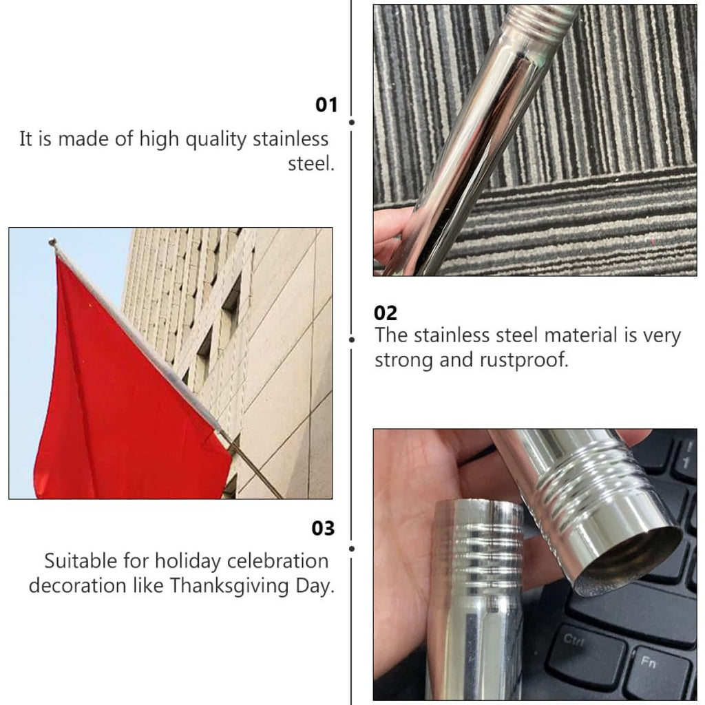2pcs Stainless Steel Flag Pole Set 1.5m Rustproof G398