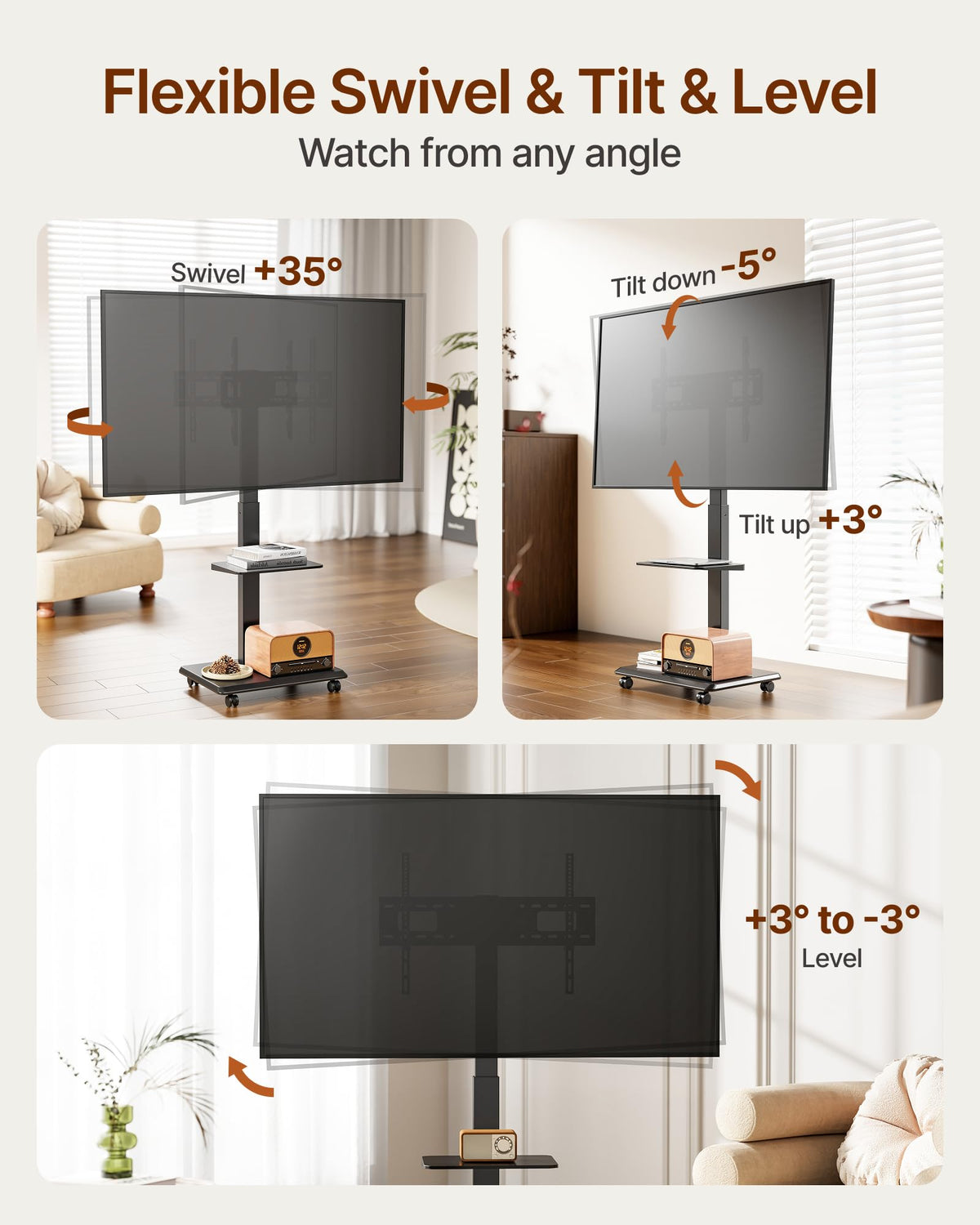 Rolling TV Stand with Power Outlet for 32-75 inch TVs M679524