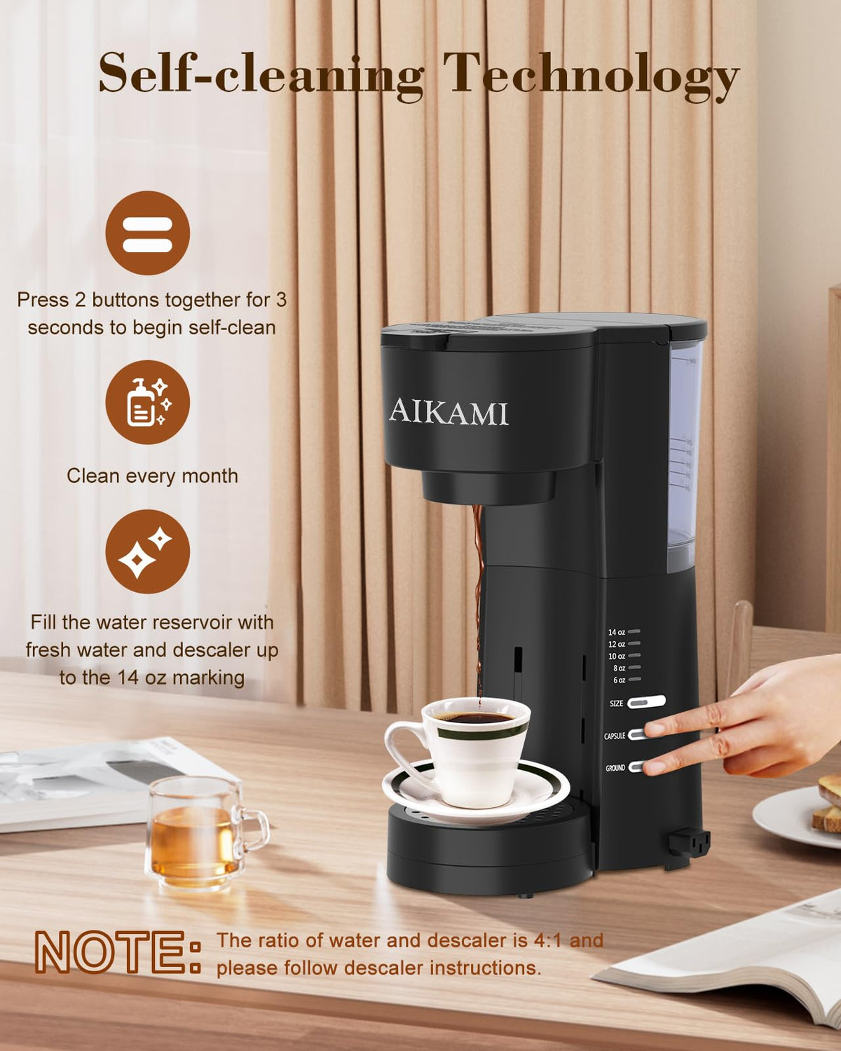 4 IN 1 Single Serve Coffee Maker with Milk Frother and Coffee Grinder J569