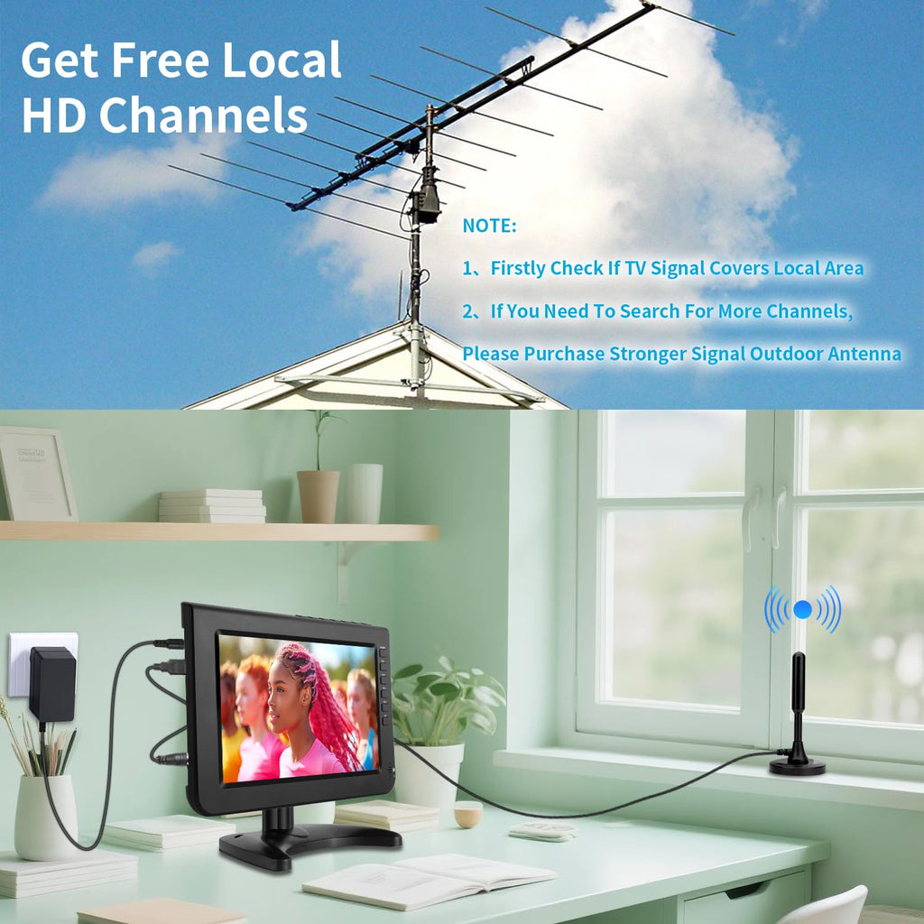 10.1inch Portable TV 720P Screen with Antenna and Digital ATSC Tuner L4179
