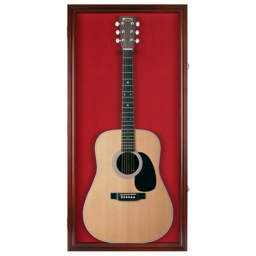 45" Acoustic Guitar Display Case Cabinet Wall Mountable Mahogany Finish Y683178