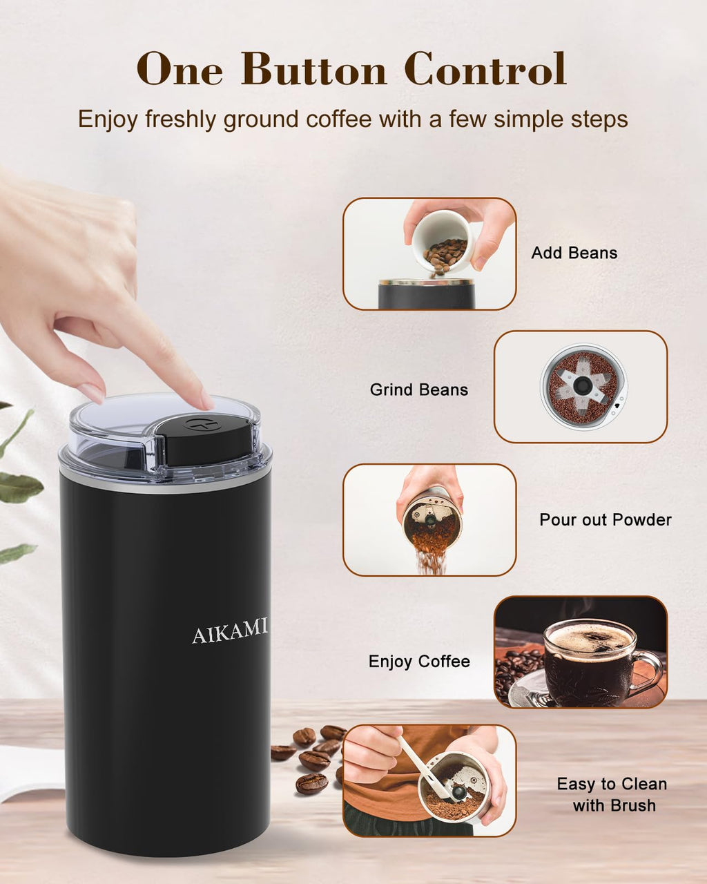4 IN 1 Single Serve Coffee Maker with Milk Frother and Coffee Grinder J569