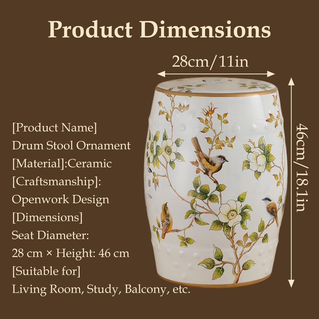 Hand-Painted Ceramic Drum Stool T2787