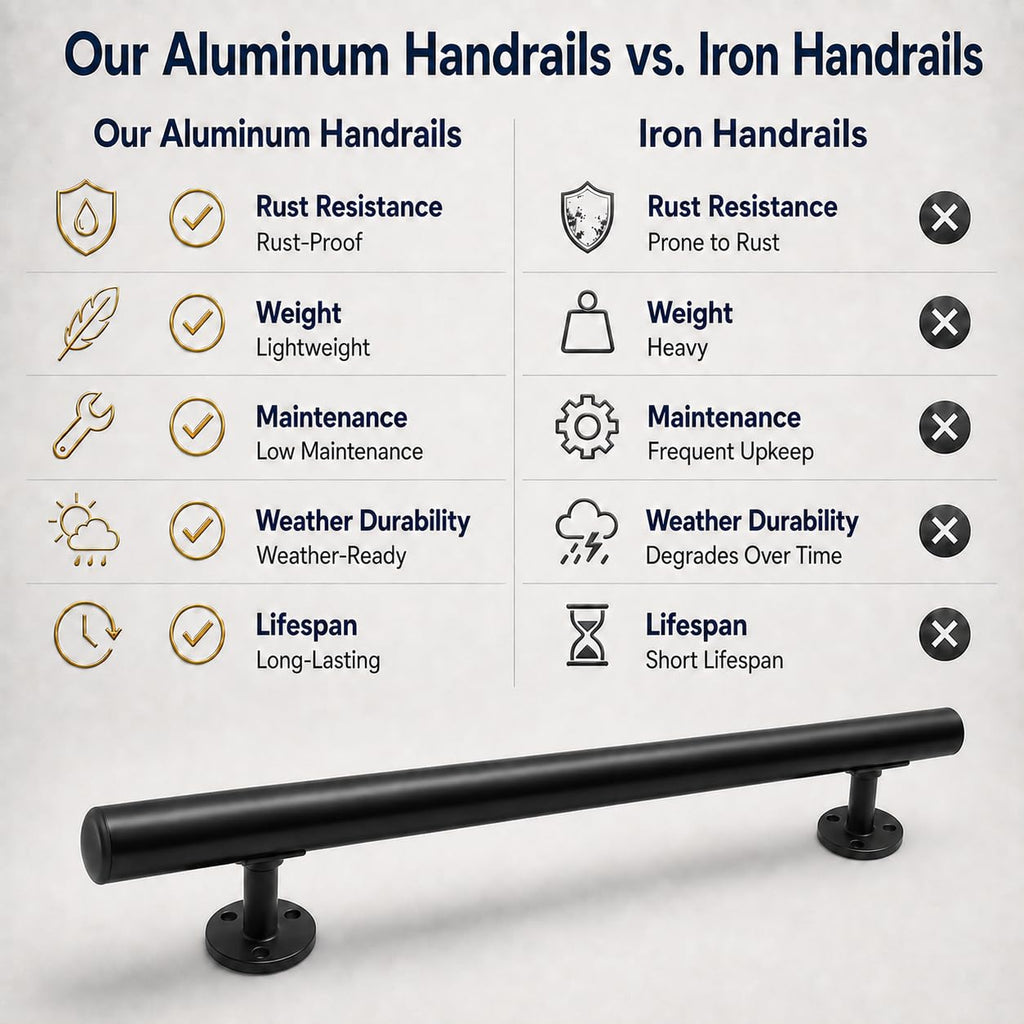 6FT Black Aluminum Stair Handrail Kit N981