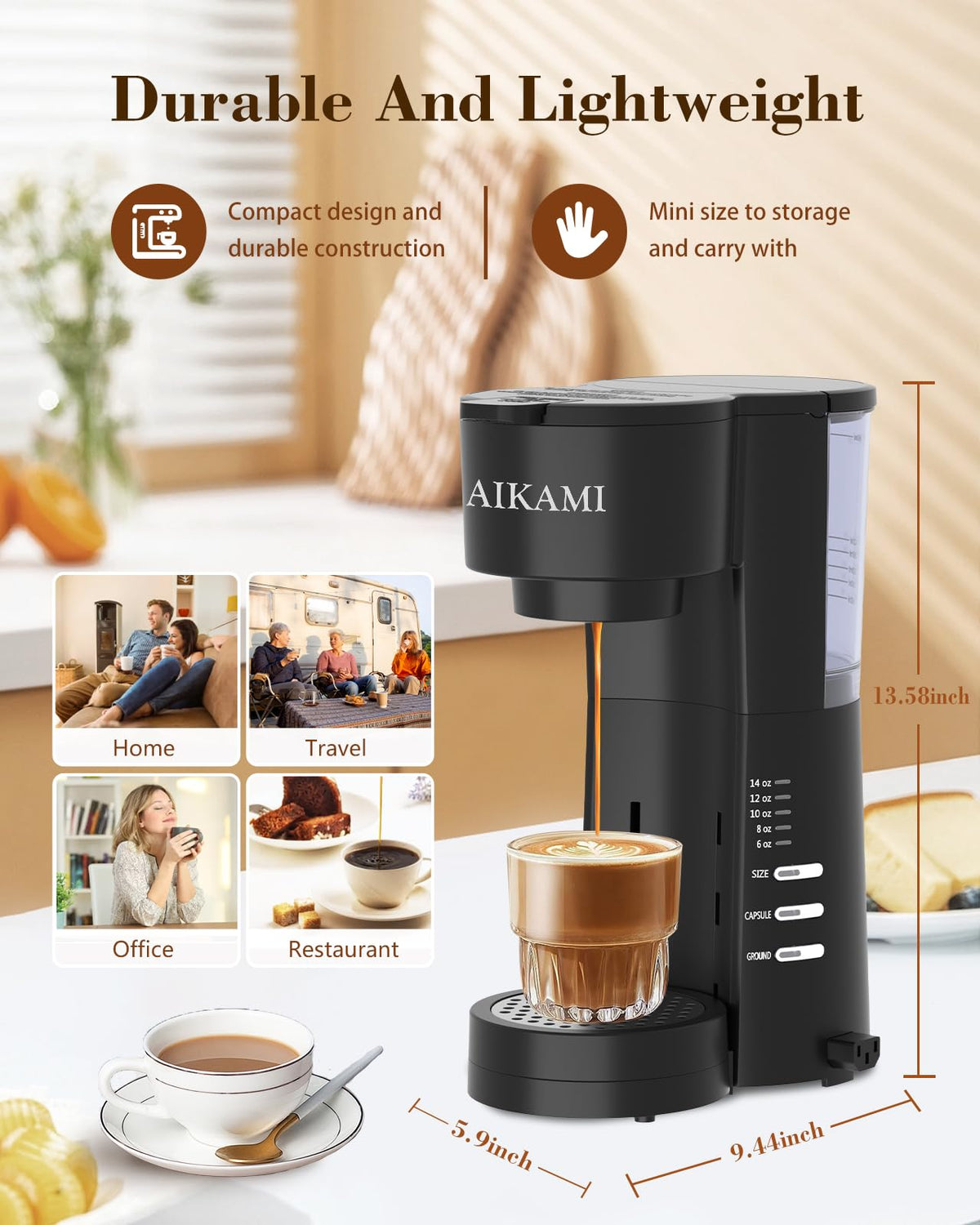4 IN 1 Single Serve Coffee Maker with Milk Frother and Coffee Grinder J569