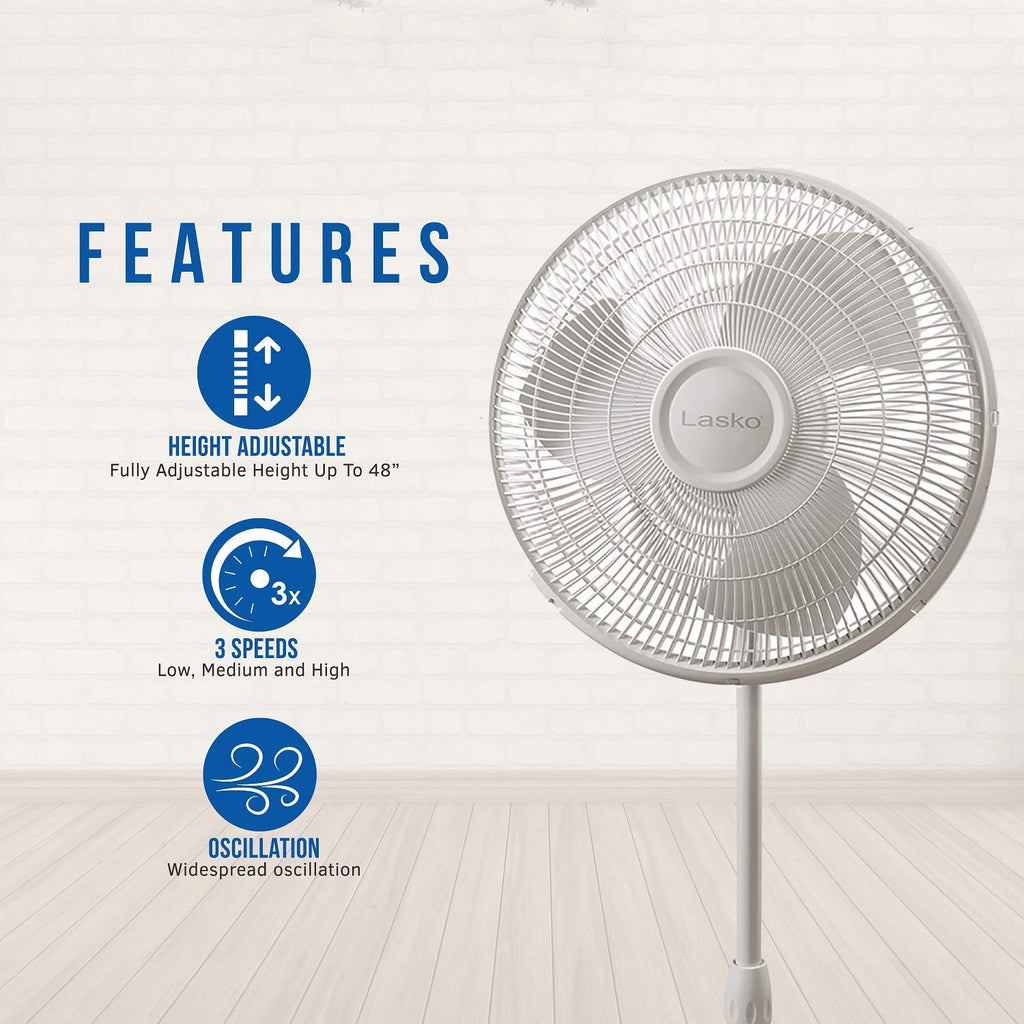 White 16 Inch and Black 18 Inch Oscillating Pedestal Stand Fans E289765