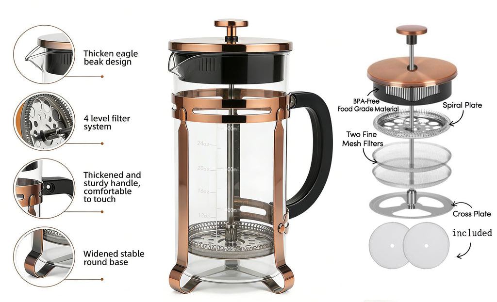 21oz Stainless Steel Glass French Press A976