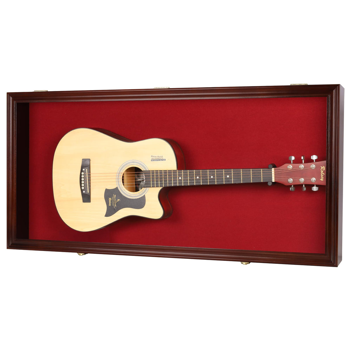 45" Acoustic Guitar Display Case Cabinet Wall Mountable Mahogany Finish Y683178