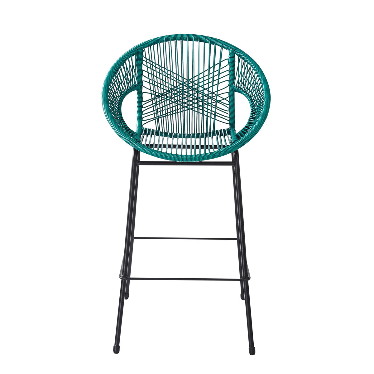 Teal Faux Wicker Outdoor Bar Stool Set of 2 S976