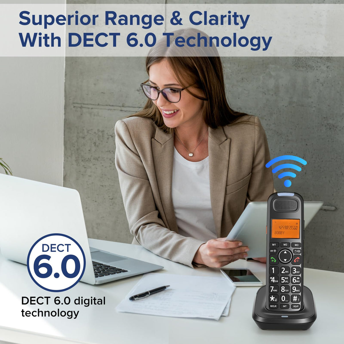 Black Cordless Phone System with Answering Machine F71142