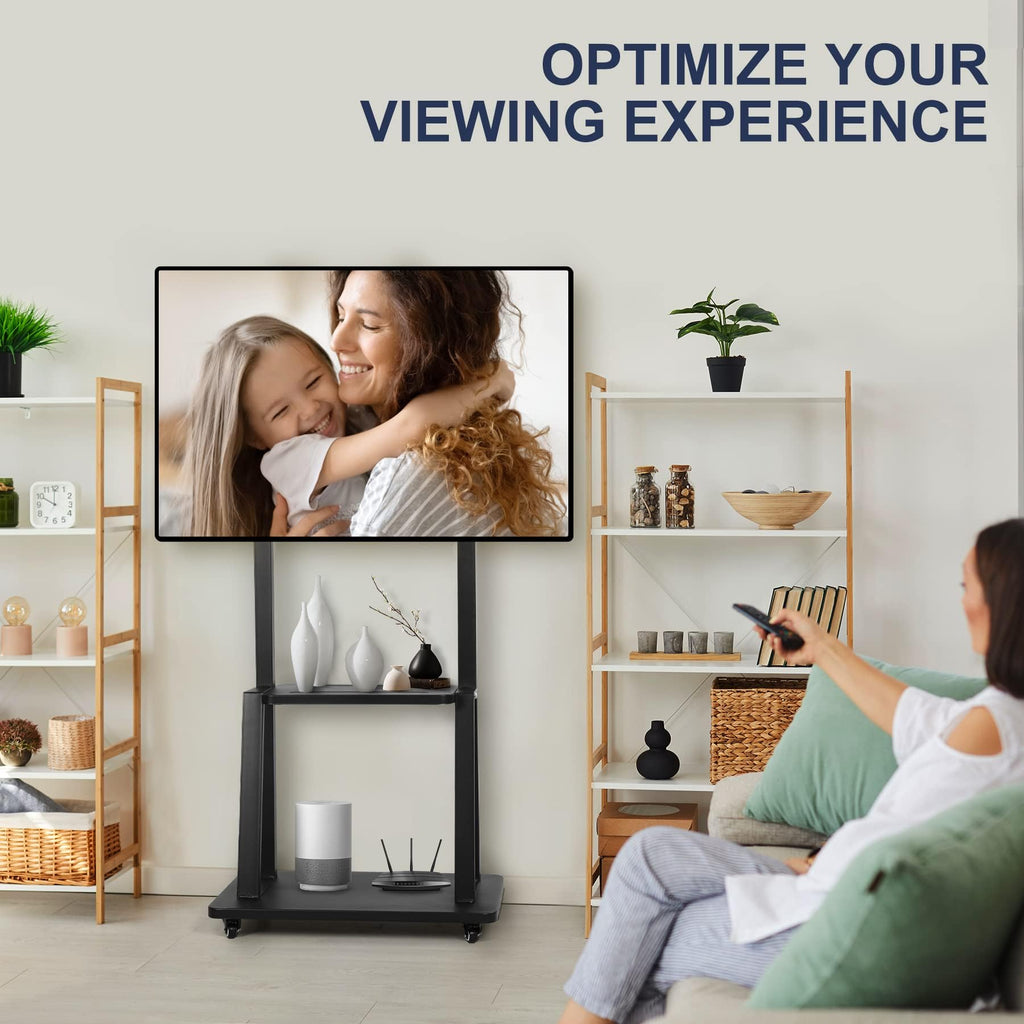 Rolling TV Stand with Wheels for 32-75 Inch Flat Panel Screens with Shelf B6467