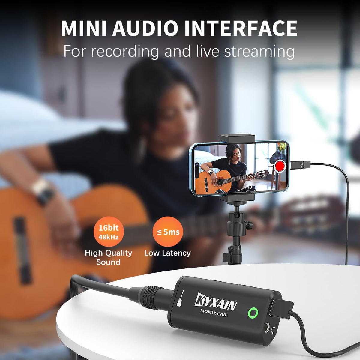 Guitar Audio Interface Sound Card with Type-C & Lightning D884332