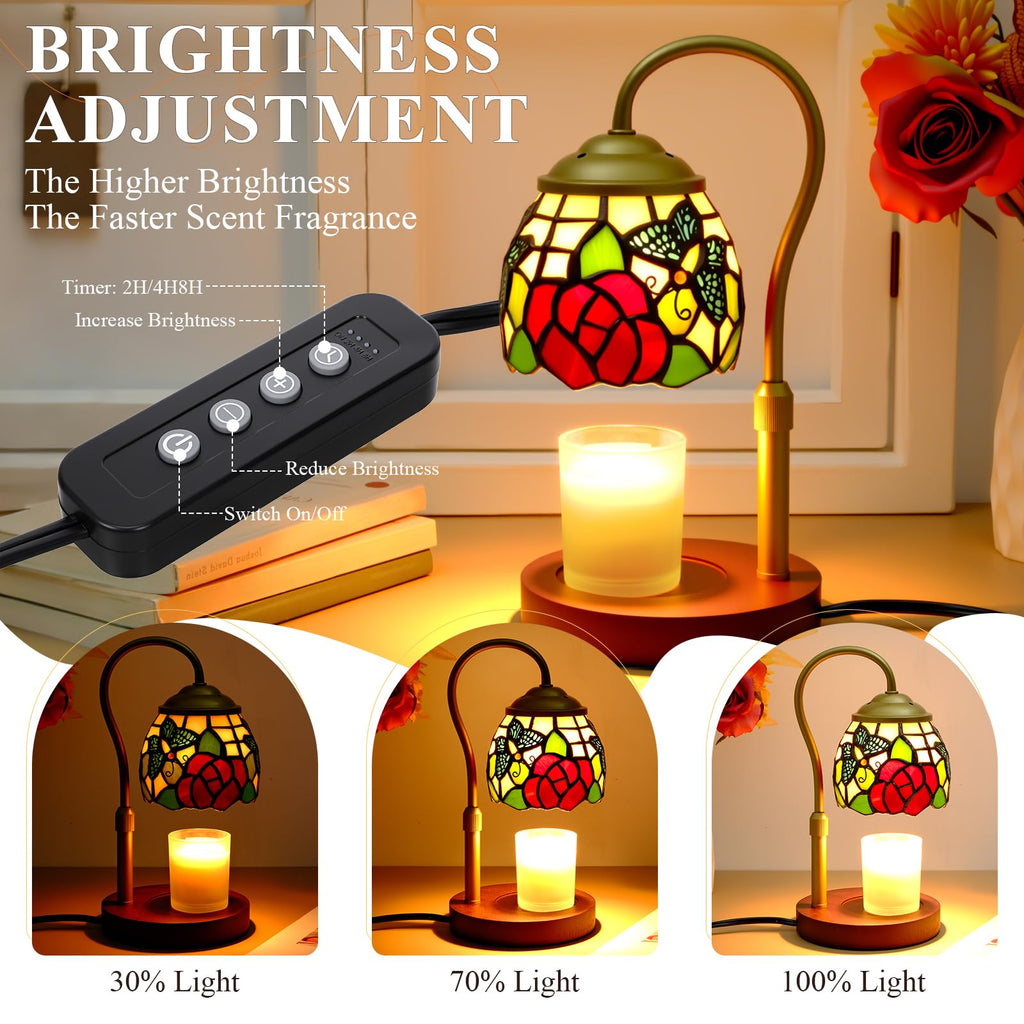 Candle Warmer Lamp with Timer Dimmer, Stained Glass, 2 Bulbs H62865