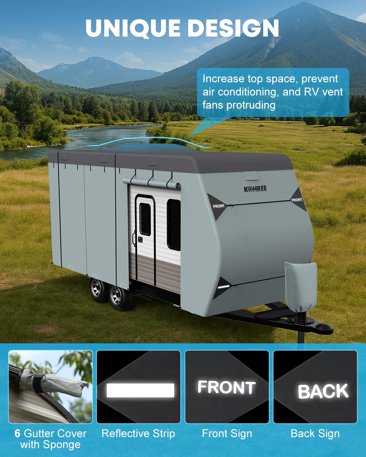 22-24 ft Travel Trailer Cover with 8 Vents P600464