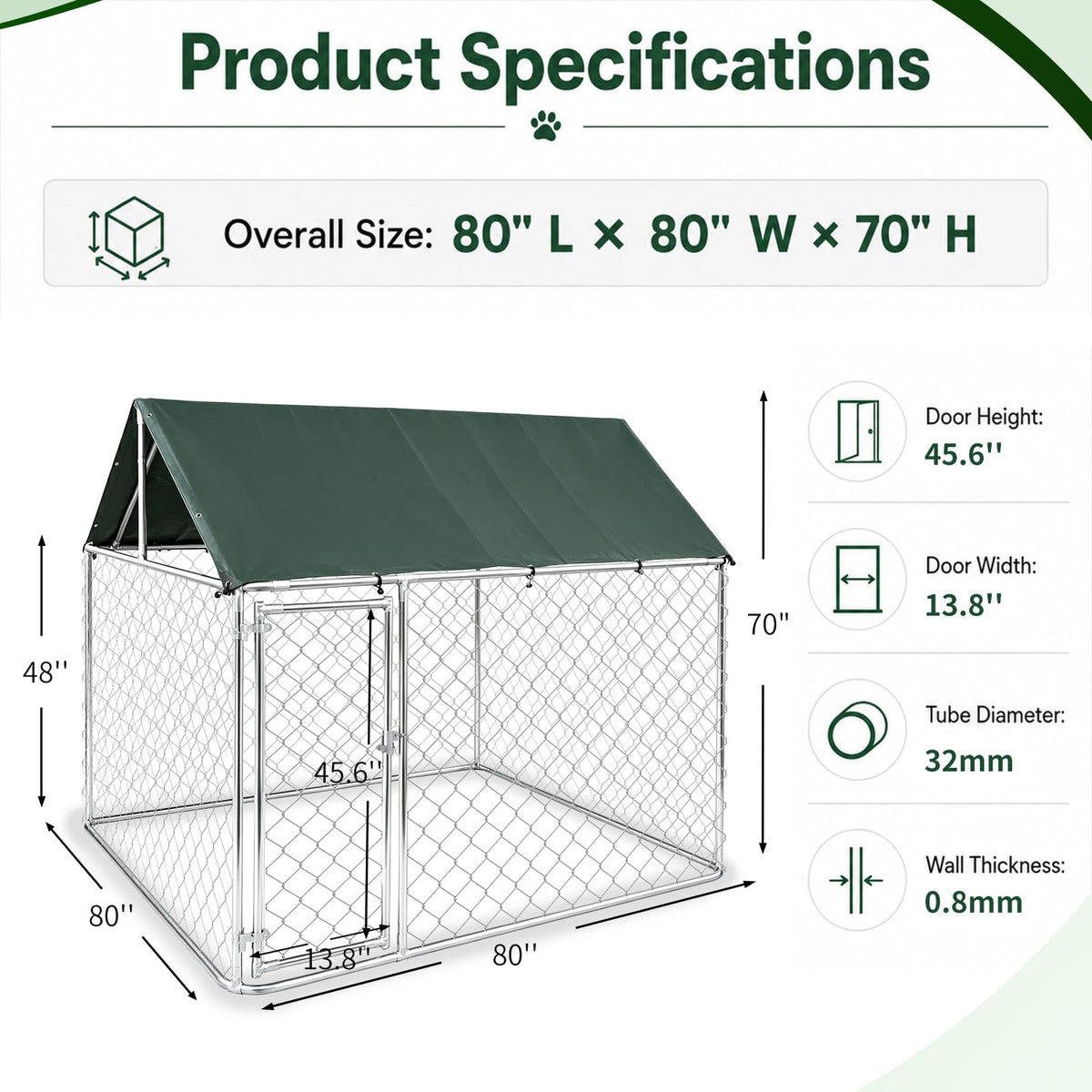 Heavy Duty Outdoor Dog Kennel Galvanized Steel Enclosure P1748