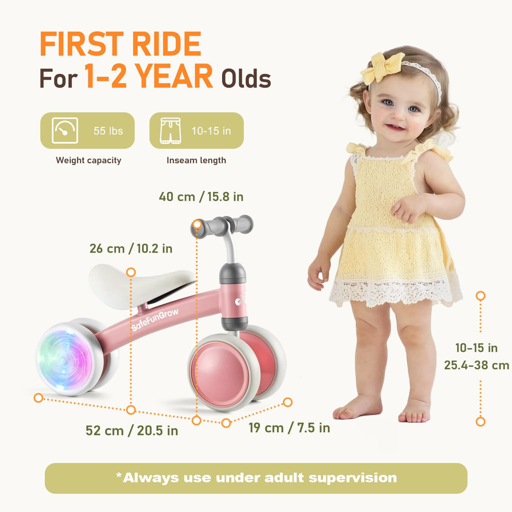 Baby Balance Bike with 4 Silent Wheels & Soft Seat W5487