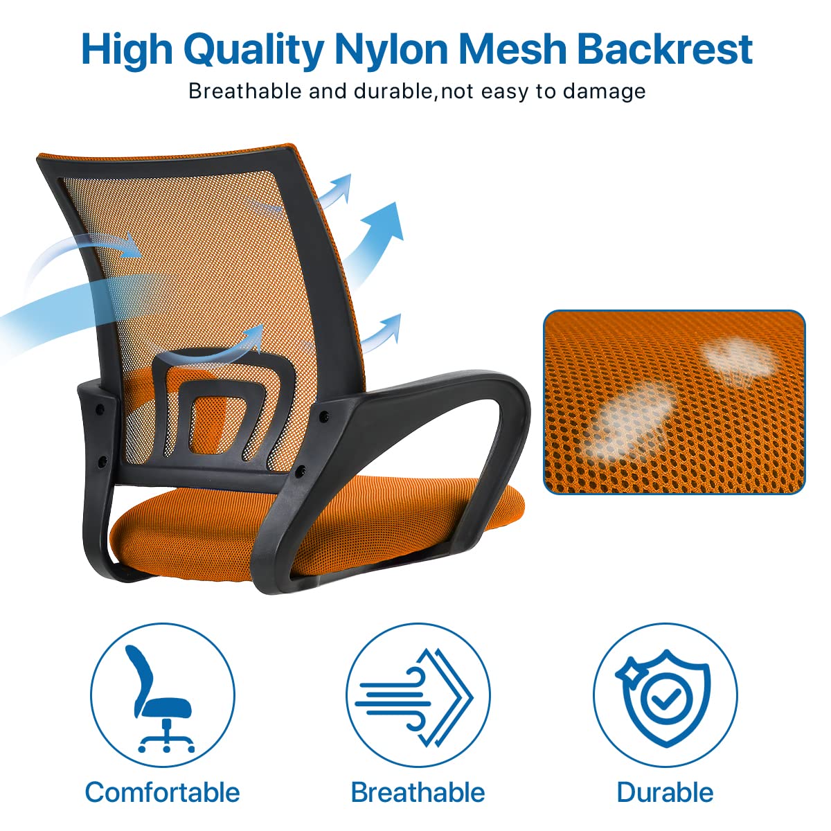 Orange Ergonomic Mid Back Mesh Office Chair X408450