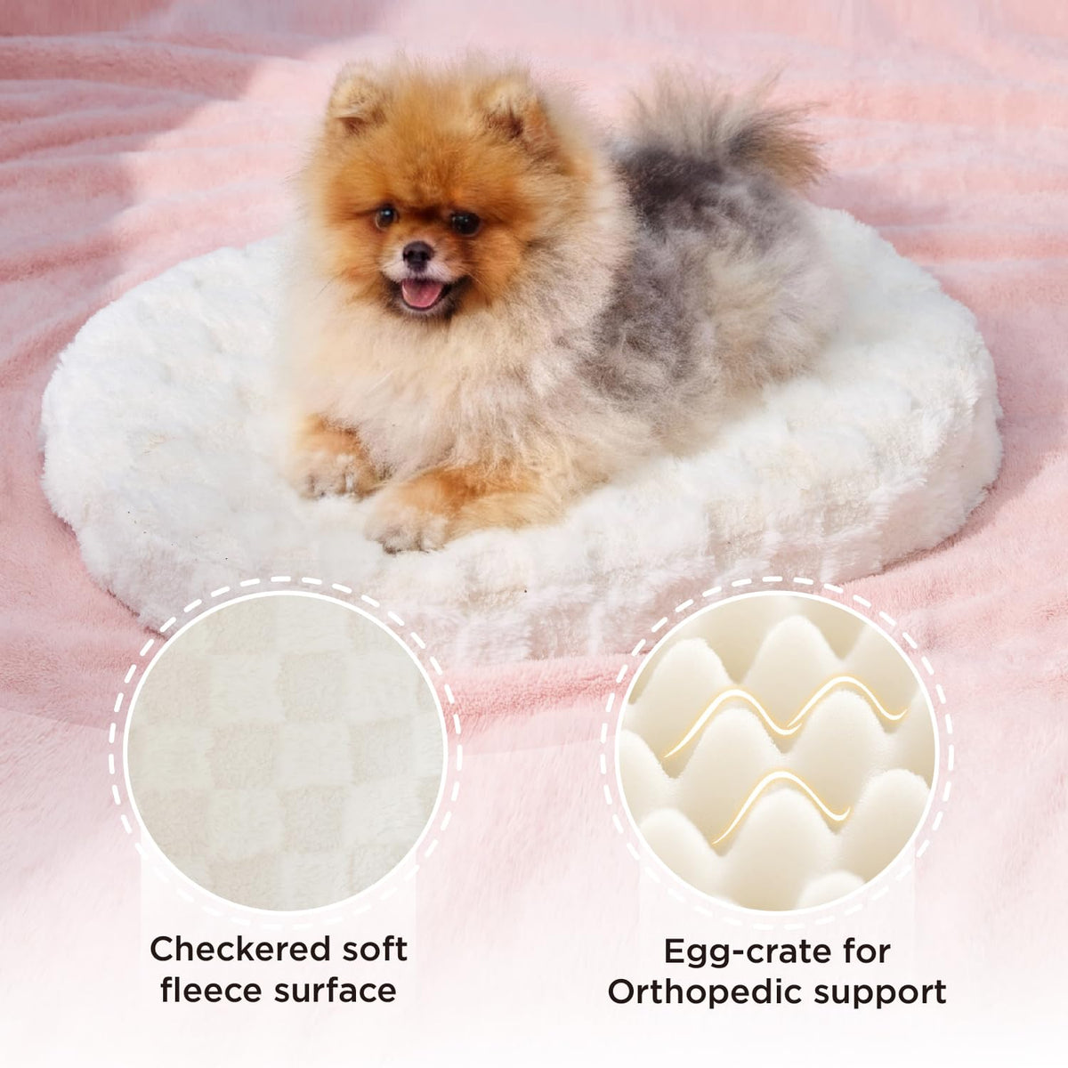 Washable Dog Bed with Orthopedic Foam White N69273