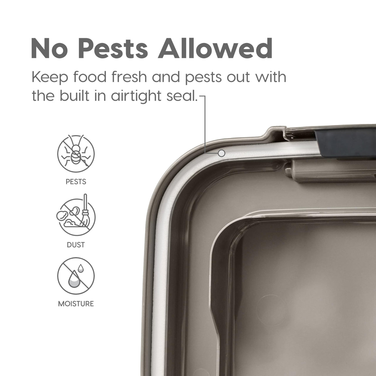 Dog Food Storage Container, Up to 30+11 lbs, Gray C30281