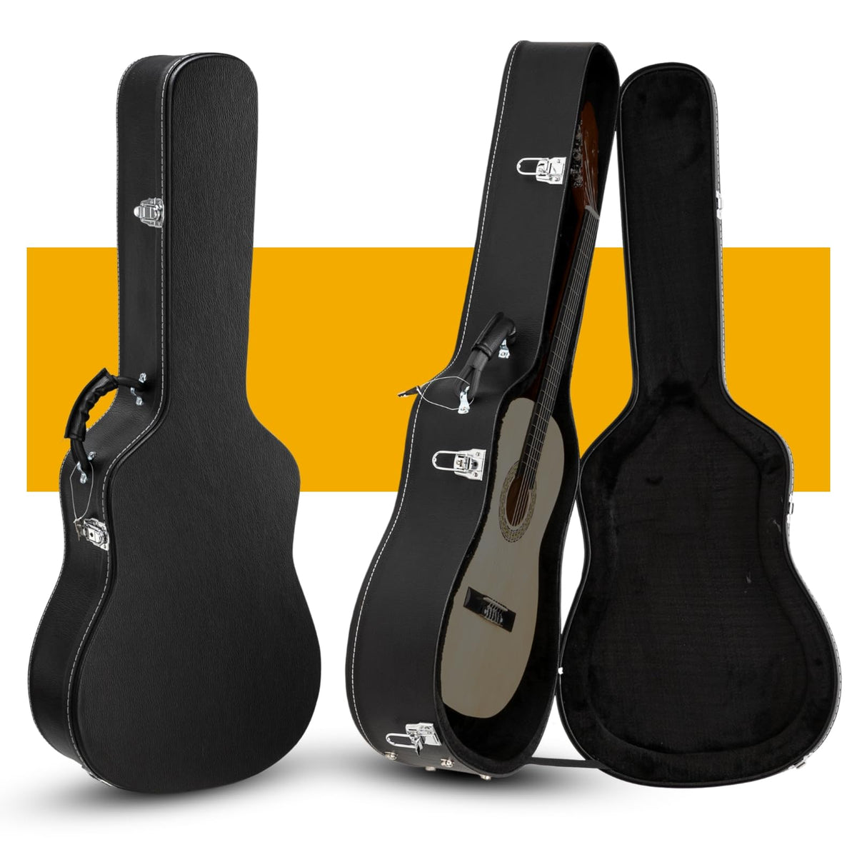 41 Inch Acoustic Guitar Hard Case with Lock Latch, Black Y416408