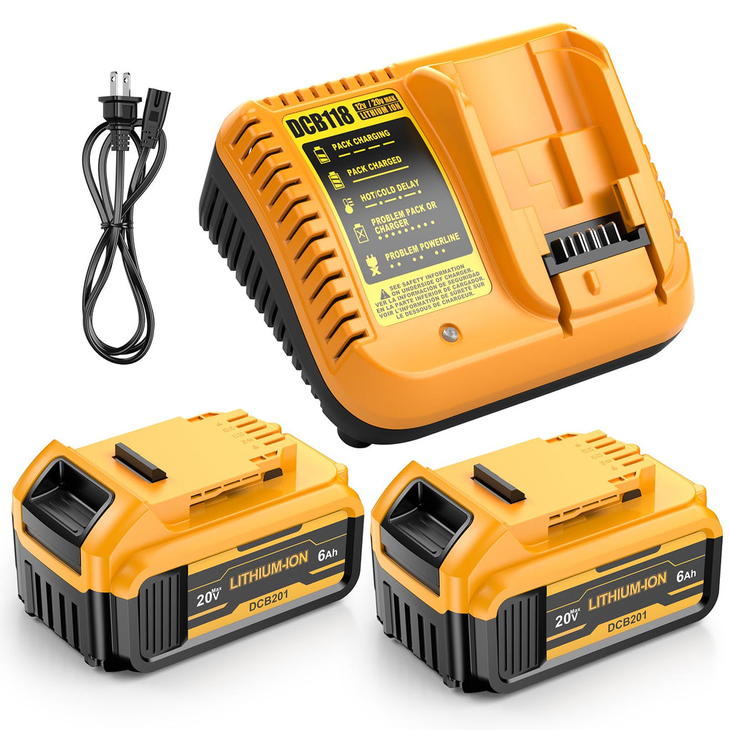 2 Pack 20v Max 6.0mAh Replacement Battery with Charger Station F168