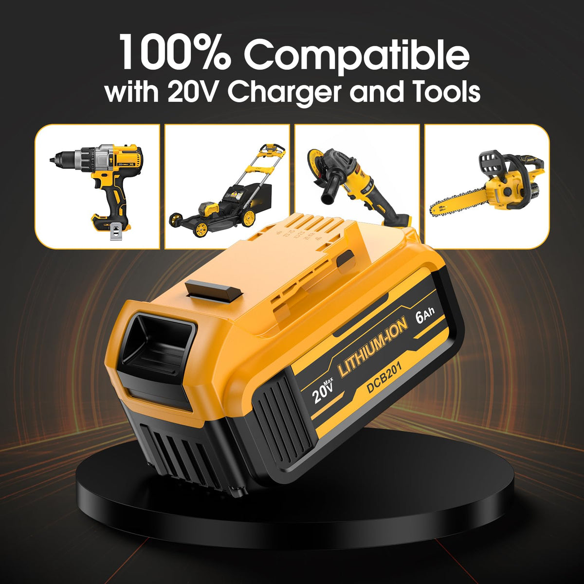 2 Pack 20v Max 6.0mAh Replacement Battery with Charger Station F168